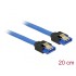 Delock Cable SATA 6 Gb/s receptacle straight  SATA receptacle straight 20 cm blue with gold clips