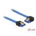 Delock Cable SATA 6 Gb/s receptacle straight  SATA receptacle left angled 20 cm blue with gold clips