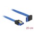 Delock Cable SATA 6 Gb/s receptacle straight  SATA receptacle upwards angled 20 cm blue with gold clips