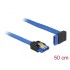 Delock Cable SATA 6 Gb/s receptacle straight > SATA receptacle upwards angled 50 cm blue with gold clips
