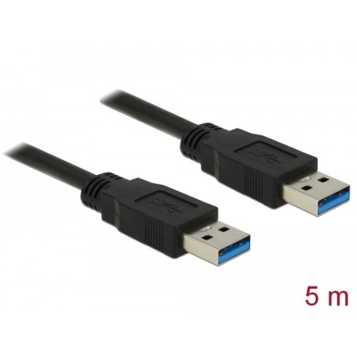 Delock Cable USB 3.0 Type-A male > USB 3.0 Type-A male 5.0 m black