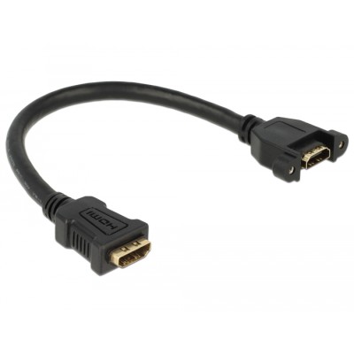 Delock Cable HDMI-A female > HDMI-A female panel-mount 4K 30 Hz 0.25 m 2