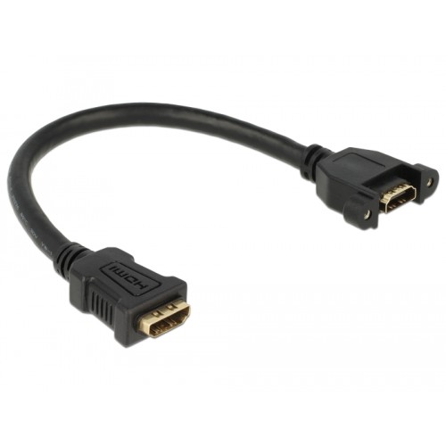 Delock Cable HDMI-A female > HDMI-A female panel-mount 4K 30 Hz 0.25 m
