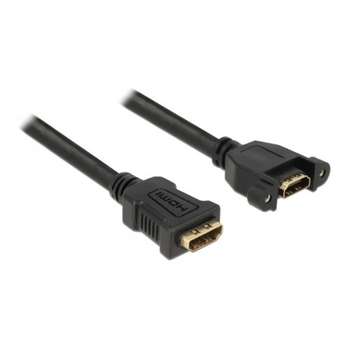 Delock Cable HDMI-A female > HDMI-A female panel-mount 4K 30 Hz 0.25 m