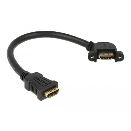 Delock Cable HDMI A female > HDMI A female panel-mount 110° angled 25 cm