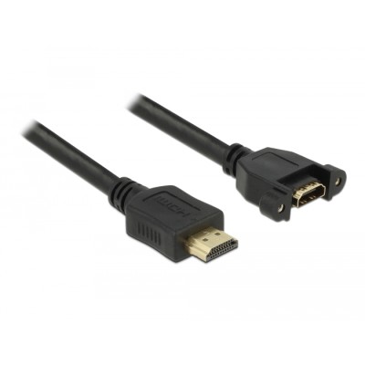 Delock Cable HDMI-A male > HDMI-A female panel-mount 4K 30 Hz 1 m 2