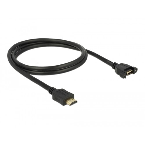 Delock Cable HDMI-A male  HDMI-A female panel-mount 4K 30 Hz 1 m