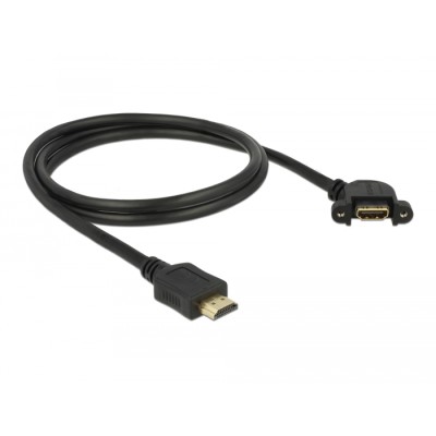 Delock Cable HDMI-A male > HDMI-A female panel-mount 110° angled 4K 30 Hz 1 m 2