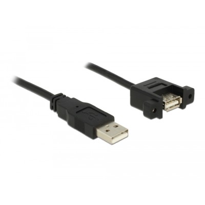 Delock Cable USB 2.0 Type-A male > USB 2.0 Type-A female panel-mount 1 m 2