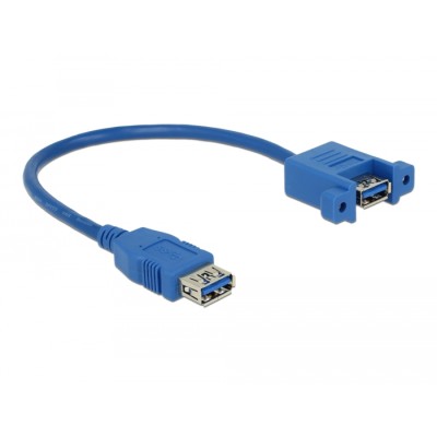 Delock Cable USB 3.0 Type-A female > USB 3.0 Type-A female panel-mount 25 cm 2