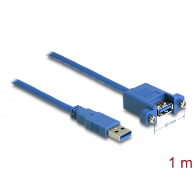 Delock Cable USB 3.0 Type-A male > USB 3.0 Type-A female panel-mount 1 m
