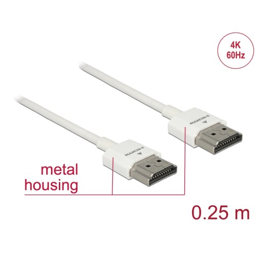 Delock Cable High Speed HDMI with Ethernet - HDMI-A male  HDMI-A male 3D 4K 0.25 m Slim High Quality