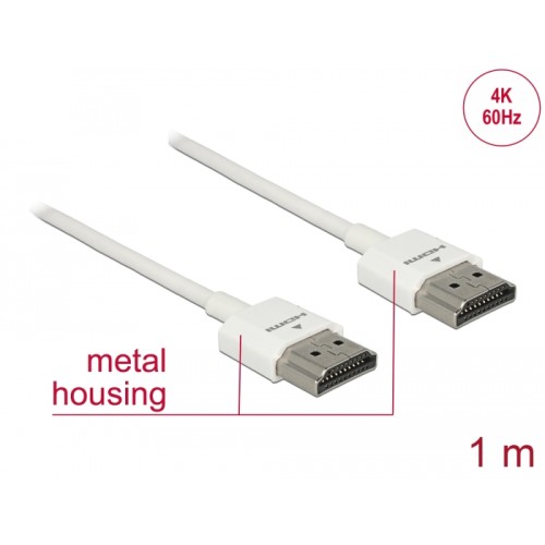 Delock Cable High Speed HDMI with Ethernet - HDMI-A male > HDMI-A male 3D 4K 1 m Slim High Quality
