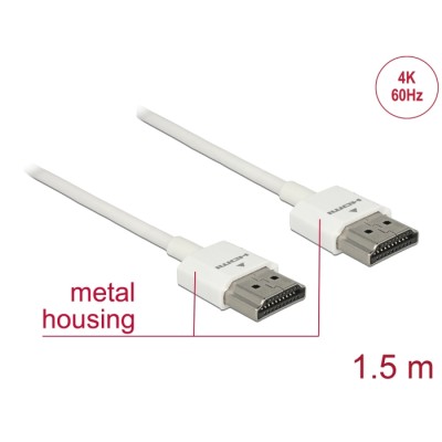 Delock Cable High Speed HDMI with Ethernet - HDMI-A male > HDMI-A male 3D 4K 1.5 m Slim High Quality