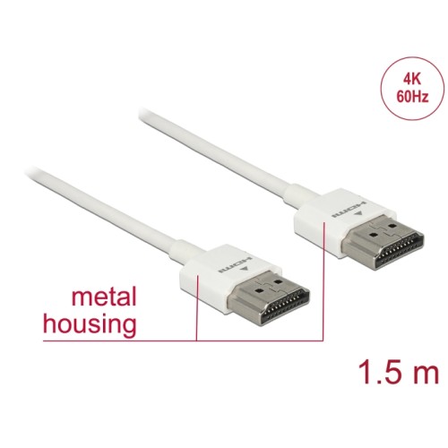 Delock Cable High Speed HDMI with Ethernet - HDMI-A male > HDMI-A male 3D 4K 1.5 m Slim High Quality