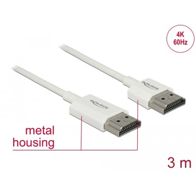 Delock Cable High Speed HDMI with Ethernet - HDMI-A male > HDMI-A male 3D 4K 3 m Active Slim High Quality