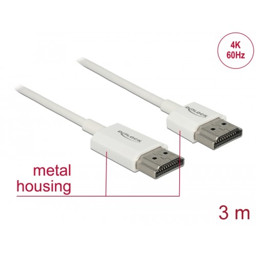 Delock Cable High Speed HDMI with Ethernet - HDMI-A male > HDMI-A male 3D 4K 3 m Active Slim High Quality