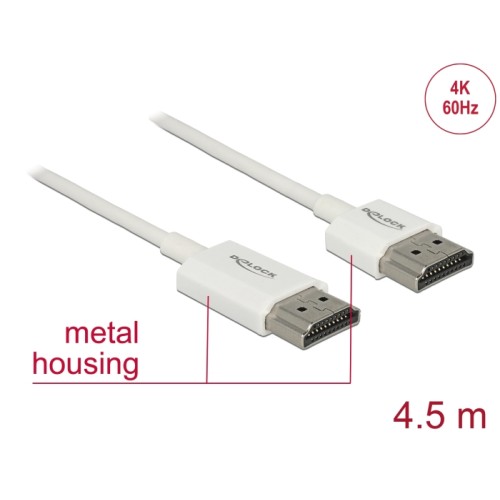Delock Cable High Speed HDMI with Ethernet - HDMI-A male  HDMI-A male 3D 4K 4.5 m Active Slim High Quality
