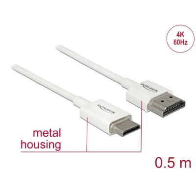 Delock Cable High Speed HDMI with Ethernet - HDMI-A male > HDMI Mini-C male 3D 4K 0.5 m Slim High Quality