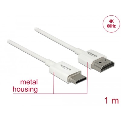 Delock Cable High Speed HDMI with Ethernet - HDMI-A male > HDMI Mini-C male 3D 4K 1 m Slim High Quality