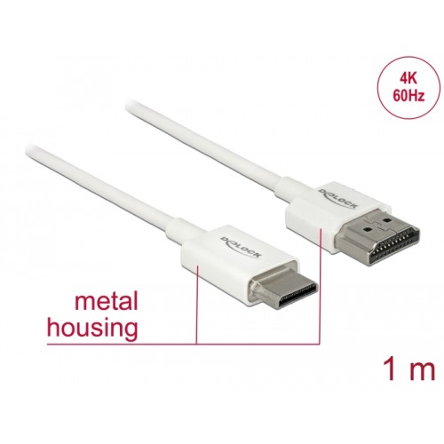Delock Cable High Speed HDMI with Ethernet - HDMI-A male  HDMI Mini-C male 3D 4K 1 m Slim High Quality