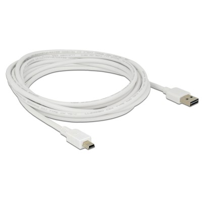 Delock Cable EASY-USB 2.0 Type-A male > USB 2.0 Type Mini-B male 3 m white 2