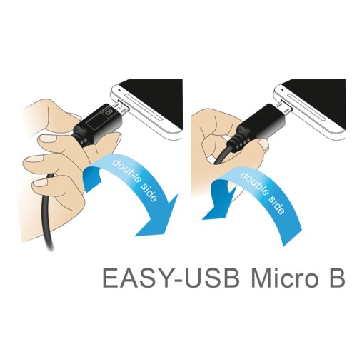 Delock Cable EASY-USB 2.0 Type-A male angled left / right > EASY-USB 2.0 Type Micro-B male black 0,5 m