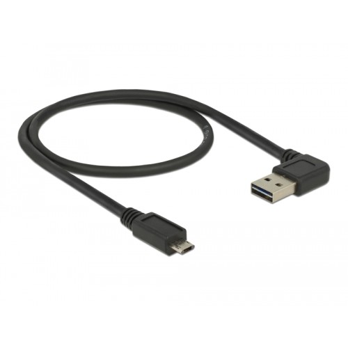 Delock Cable EASY-USB 2.0 Type-A male angled left / right > EASY-USB 2.0 Type Micro-B male black 0,5 m