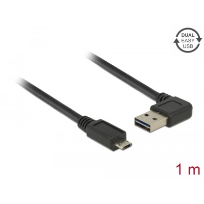 Delock Cable EASY-USB 2.0 Type-A male angled left / right > EASY-USB 2.0 Type Micro-B male black 1 m
