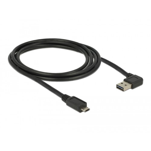 Delock Cable EASY-USB 2.0 Type-A male angled left / right > EASY-USB 2.0 Type Micro-B male black 2 m