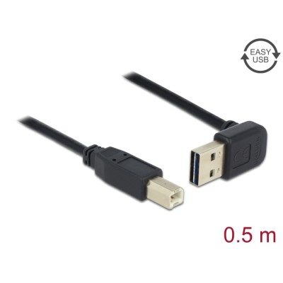 Delock Cable EASY-USB 2.0 Type-A male angled up / down > USB 2.0 Type-B male 0,5 m