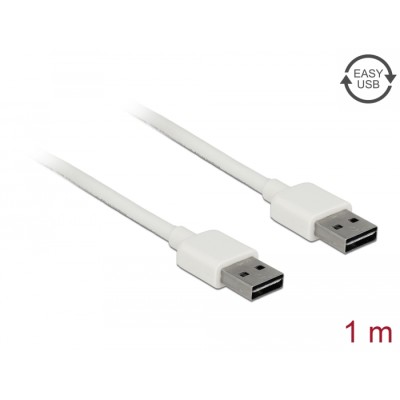 Delock Cable EASY-USB 2.0 Type-A male > EASY-USB 2.0 Type-A male 1 m white