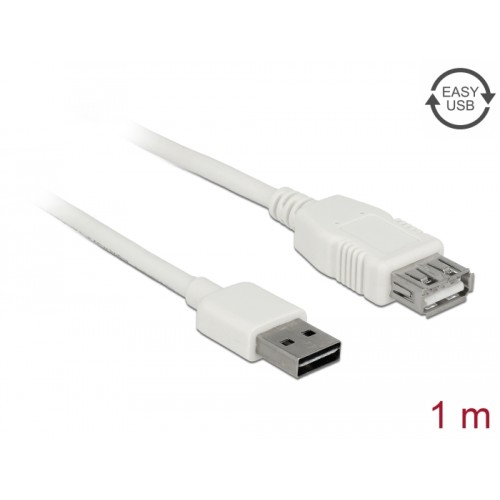Delock Extension cable EASY-USB 2.0 Type-A male > USB 2.0 Type-A female white 1 m