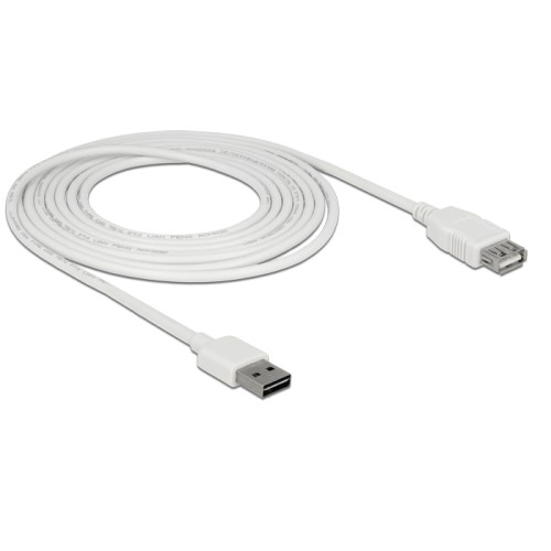 Delock Extension cable EASY-USB 2.0 Type-A male > USB 2.0 Type-A female white 3 m