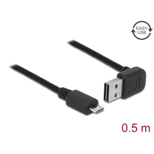 Delock Cable EASY-USB 2.0 Type-A male angled up / down > USB 2.0 Type Micro-B male 0,5 m
