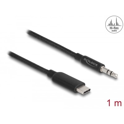 Delock Audio Stereo Cable USB Type-C™ male to Stereo plug 3.5 mm 3 pin 1 m black