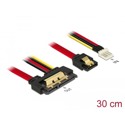 Delock Cable SATA 6 Gb/s 7 pin receptacle + Floppy 4 pin power male > SATA 22 pin receptacle straight metal 30 cm