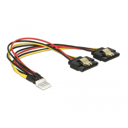 Delock Cable Power Floppy 4 pin male > 2 x SATA 15 pin female metal 20 cm