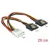 Delock Cable Power Molex 4 pin male-2 x SATA 15 pin receptacle metal 20 cm