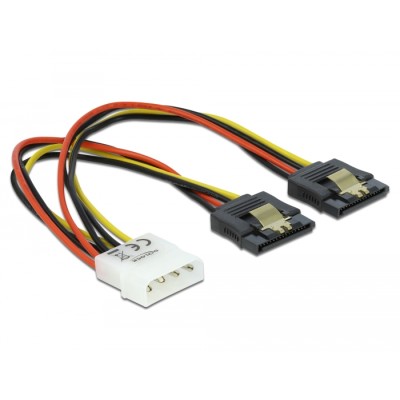 Delock Cable Power Molex 4 pin male-2 x SATA 15 pin receptacle metal 20 cm 2