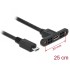 Delock Cable USB 2.0 Micro-B female panel-mount-USB 2.0 Micro-B male 25 cm