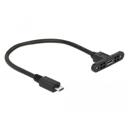Delock Cable USB 2.0 Micro-B female panel-mount-USB 2.0 Micro-B male 25 cm