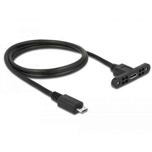 Delock Cable USB 2.0 Micro-B female panel-mount-USB 2.0 Micro-B male 1 m