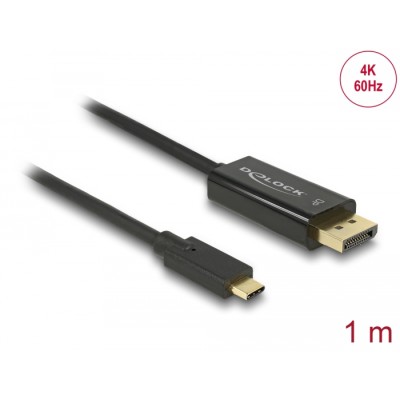 Delock Cable USB Type-C™ male > DisplayPort male (DP Alt Mode) 4K 60 Hz 1 m black