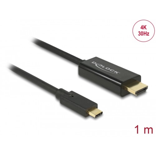 Delock Cable USB Type-C™ male > HDMI male (DP Alt Mode) 4K 30 Hz 1 m black