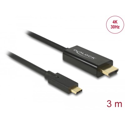 Delock Cable USB Type-C™ male > HDMI male (DP Alt Mode) 4K 30 Hz 3 m black