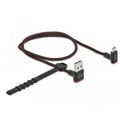 Delock EASY-USB 2.0 Cable Type-A male to EASY-USB Type Micro-B male angled up / down 0.5 m black 2