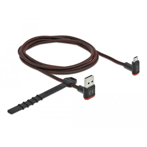 Delock EASY-USB 2.0 Cable Type-A male to EASY-USB Type Micro-B male angled up / down 1.5 m black