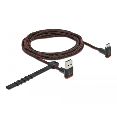 Delock EASY-USB 2.0 Cable Type-A male to EASY-USB Type Micro-B male angled up / down 2 m black 2