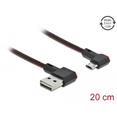Delock EASY-USB 2.0 Cable Type-A male to EASY-USB Type Micro-B male angled left / right 0.2 m black